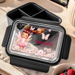 Δοχείο Φαγητού Παιδικό, Μαύρο με Σχέδιο Νεράιδα & Πεταλούδες