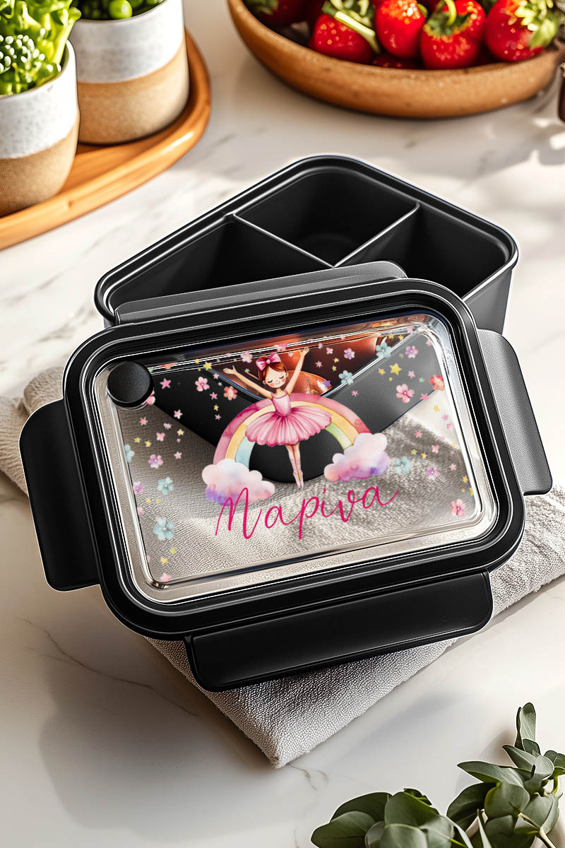 Παιδικό Δοχείο Φαγητού Μαύρο – Lunch Box με Μπαλαρίνα