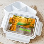 Δοχείο Φαγητού Παιδικό με Χώρισμα, Λευκό με Λιονταράκι