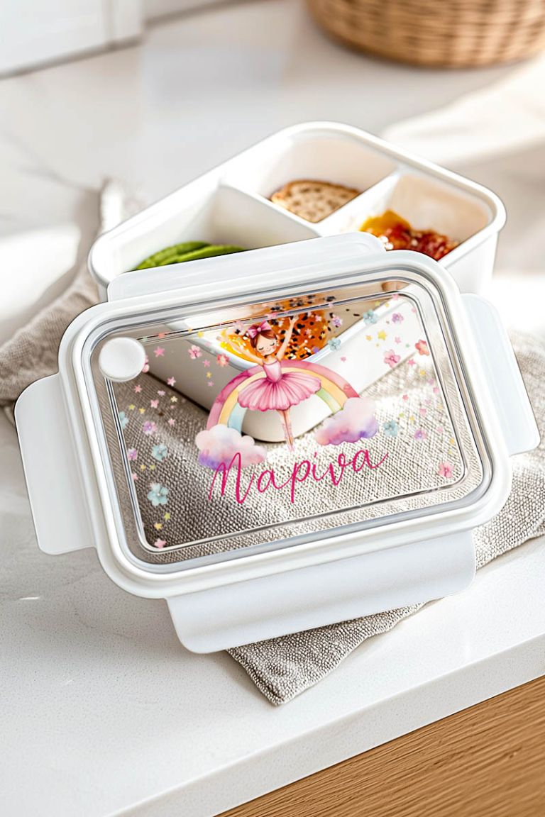 Παιδικό Δοχείο Φαγητού Λευκό – Lunch Box με Μπαλαρίνα