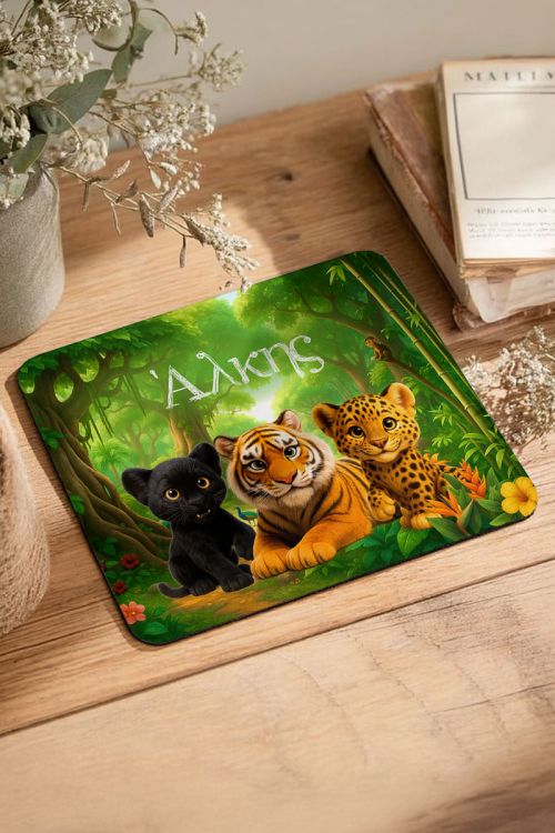 Παιδικό Mousepad για Αγόρι με Όνομα και Σχέδιο Τίγρεις