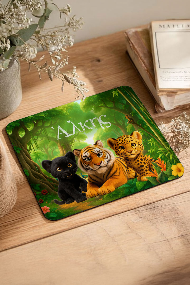 Παιδικό Mousepad για Αγόρι με Όνομα και Σχέδιο Τίγρεις
