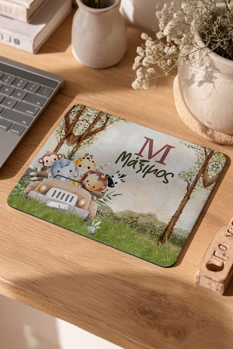 Mousepad Παιδικό για Αγόρι με Σχέδιο Ζώα σε Αυτοκίνητο
