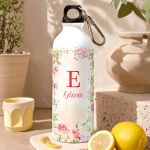 Αθλητικό Παγούρι Αλουμινένιο με Όνομα και Σχέδιο Λουλούδια