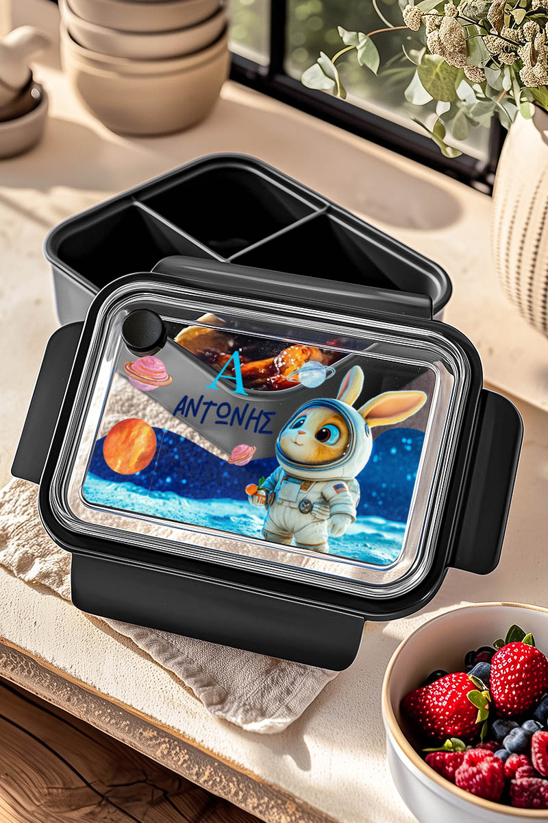 Παιδικό Δοχείο Φαγητού Μαύρο – Lunch Box με Αστροναύτη