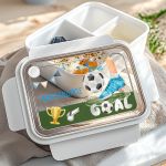 Παιδικό Δοχείο Φαγητού Λευκό – Lunch Box με Ποδόσφαιρο
