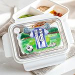 Λευκό Παιδικό Δοχείο Φαγητού με Γαλάζια Φανέλα Ποδοσφαίρου