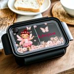 Δοχείο Φαγητού Παιδικό, Μαύρο με Σχέδιο Νεράιδα & Πεταλούδες