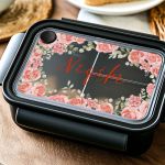 Παιδικό Δοχείο Φαγητού Μαύρο – Lunch Box με Τριαντάφυλλα