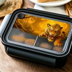 Δοχείο Φαγητού Παιδικό, Μαύρο με Σχέδιο Άγρια Τίγρη