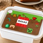 Δοχείο Φαγητού Παιδικό, Λευκό με Σχέδιο Retro Gaming