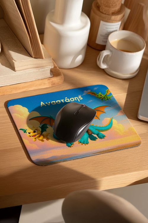 Mousepad Παιδικό για Αγόρι με Σχέδιο Δράκους και Πολεμιστή