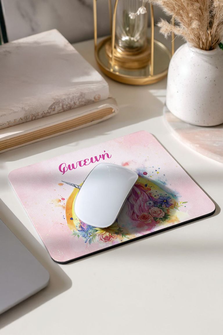 Παιδικό Mousepad για Κορίτσι με Όνομα και Σχέδιο Μονόκερο