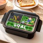 Δοχείο Φαγητού με Χωρίσματα Παιδικό Μαύρο με Ποδοσφαιριστή