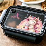 Παιδικό Δοχείο Φαγητού Μαύρο – Lunch Box με Μονόκερο