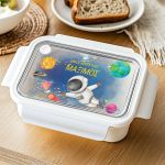 Δοχείο Φαγητού Παιδικό με Χώρισμα, Λευκό με Αστροναύτη