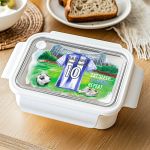 Λευκό Παιδικό Δοχείο Φαγητού με Γαλάζια Φανέλα Ποδοσφαίρου