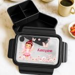 Δοχείο Φαγητού Παιδικό, Μαύρο με Σχέδιο Νεράιδα & Πεταλούδες