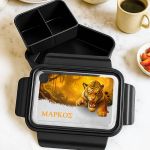 Δοχείο Φαγητού Παιδικό, Μαύρο με Σχέδιο Άγρια Τίγρη