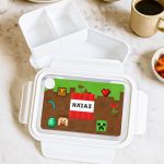 Δοχείο Φαγητού Παιδικό, Λευκό με Σχέδιο Retro Gaming