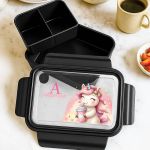 Παιδικό Δοχείο Φαγητού Μαύρο – Lunch Box με Μονόκερο