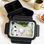 Παιδικό Δοχείο Φαγητού Μαύρο – Lunch Box με Ζώα του Δάσους