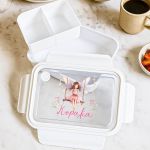 Παιδικό Δοχείο Φαγητού, Λευκό με Όνομα και Νεράιδα