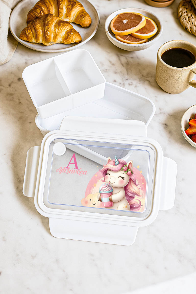 Παιδικό Δοχείο Φαγητού Λευκό – Lunch Box με Μονόκερο