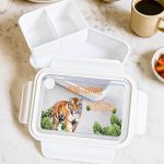 Δοχείο Φαγητού Παιδικό με Χώρισμα, Λευκό με Τίγρη