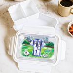 Λευκό Παιδικό Δοχείο Φαγητού με Γαλάζια Φανέλα Ποδοσφαίρου