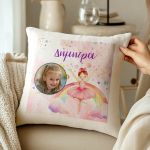 Μαξιλάρι Λινό Παιδικό με Φωτογραφία και Σχέδιο Μπαλαρίνα