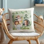 Μαξιλάρι Λινό Παιδικό με Φωτογραφία και Σχέδιο Ζωάκια