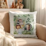 Μαξιλάρι Λινό Παιδικό με Φωτογραφία και Σχέδιο Ζωάκια