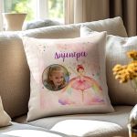 Μαξιλάρι Λινό Παιδικό με Φωτογραφία και Σχέδιο Μπαλαρίνα