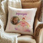 Μαξιλάρι Λινό Παιδικό με Φωτογραφία και Σχέδιο Μπαλαρίνα