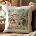 Μαξιλάρι Λινό Παιδικό με Φωτογραφία και Σχέδιο Ζωάκια
