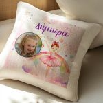 Μαξιλάρι Λινό Παιδικό με Φωτογραφία και Σχέδιο Μπαλαρίνα