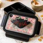 Παιδικό Δοχείο Φαγητού Μαύρο – Lunch Box με Τριαντάφυλλα