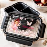 Δοχείο Φαγητού Παιδικό, Μαύρο με Σχέδιο Νεράιδα & Πεταλούδες