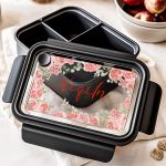 Παιδικό Δοχείο Φαγητού Μαύρο – Lunch Box με Τριαντάφυλλα