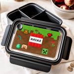 Δοχείο Φαγητού Παιδικό, Μαύρο με Σχέδιο Retro Gaming
