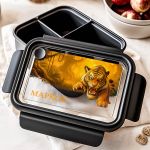 Δοχείο Φαγητού Παιδικό, Μαύρο με Σχέδιο Άγρια Τίγρη