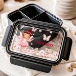 Δοχείο Φαγητού Παιδικό, Μαύρο με Σχέδιο Νεράιδα & Πεταλούδες