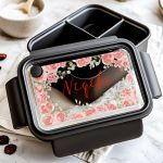 Παιδικό Δοχείο Φαγητού Μαύρο – Lunch Box με Τριαντάφυλλα