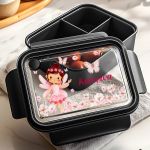 Δοχείο Φαγητού Παιδικό, Μαύρο με Σχέδιο Νεράιδα & Πεταλούδες