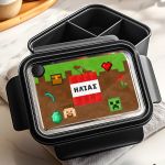 Δοχείο Φαγητού Παιδικό, Μαύρο με Σχέδιο Retro Gaming