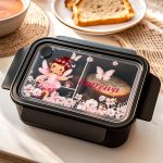 Δοχείο Φαγητού Παιδικό, Μαύρο με Σχέδιο Νεράιδα & Πεταλούδες