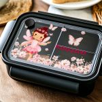 Δοχείο Φαγητού Παιδικό, Μαύρο με Σχέδιο Νεράιδα & Πεταλούδες