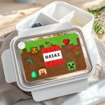 Δοχείο Φαγητού Παιδικό, Λευκό με Σχέδιο Retro Gaming