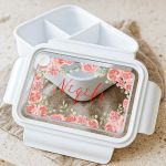 Παιδικό Δοχείο Φαγητού Λευκό – Lunch Box με Τριαντάφυλλα